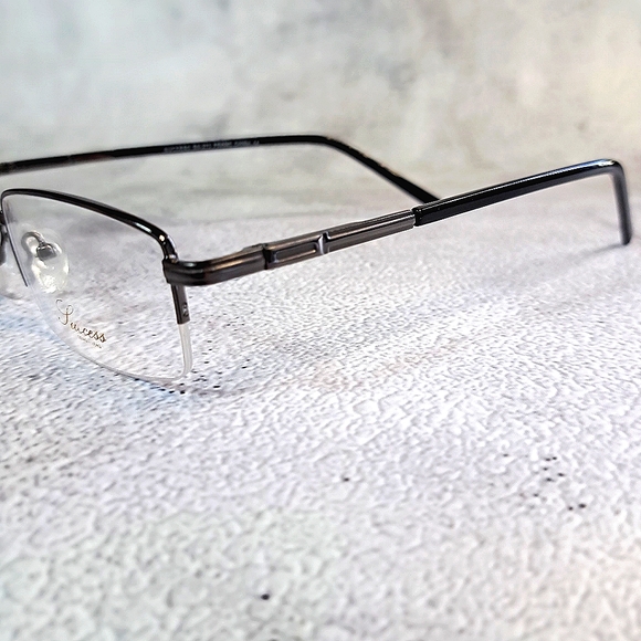 NEW STAINLESS STEEL Half Rim Rx'able Eyeglass Frame, glasses gunmetal 54-18-145 - Picture 4 of 5